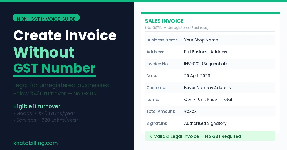 How to Create Invoice Without GST Number in India — Complete Guide